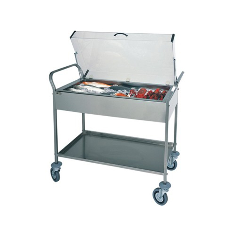 Carrello inox refrigerato C/PIASTRE EUTETTICHE C/CUPOLA PLX