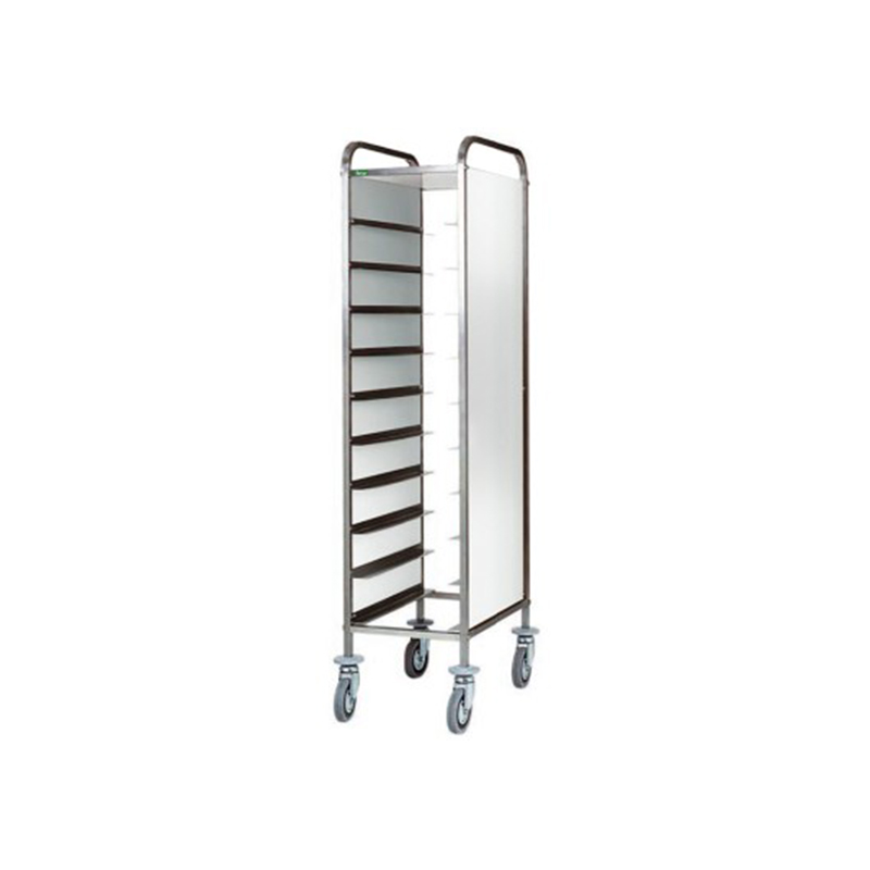 Carrello inox portavassoi - PANNELLO INOX - 10 VASSOI