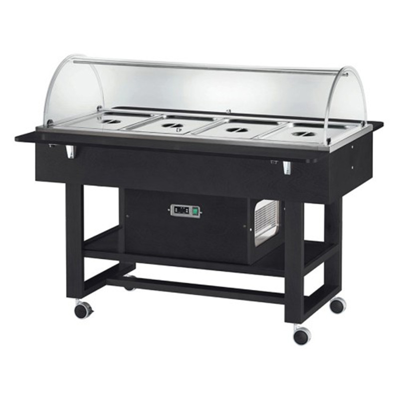 Espositore refrigerato legno 4xGN1/1 CUPOLA TONDA - NOCE V2