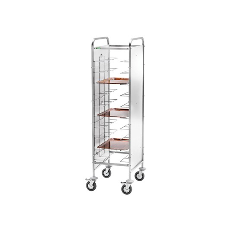 Carrello inox portavassoi filo - PANNELLO INOX - 10 VASSOI