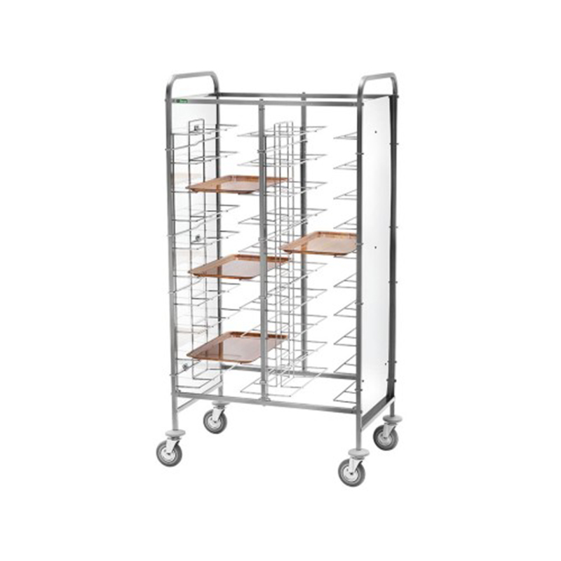 Carrello inox portavassoi filo - PANNELLO INOX - 20 VASSOI V3