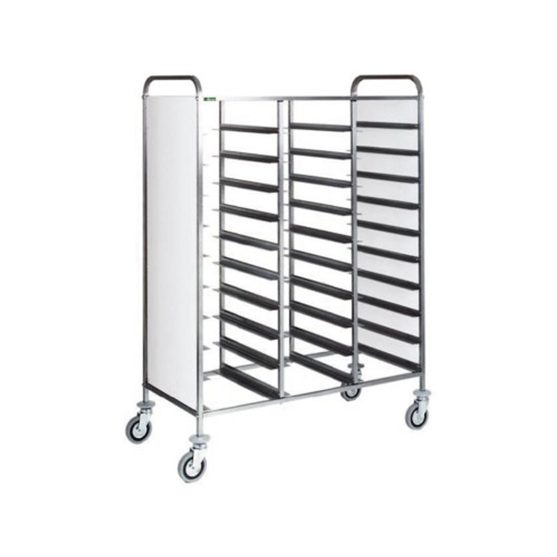 Carrello inox portavassoi - PANNELLO INOX - 30 VASSOI V2