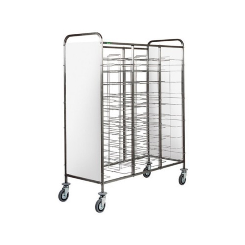 Carrello inox portavassoi filo - PANNELLO INOX - 30 VASSOI