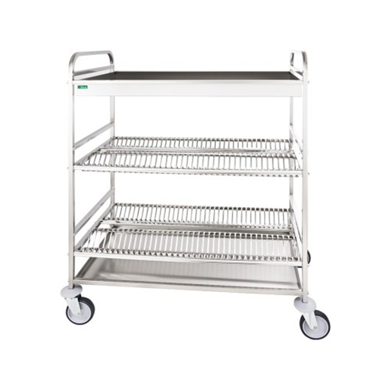 Carrello inox SCOLAPIATTI/BICCHIERI - 2 PIANI V2