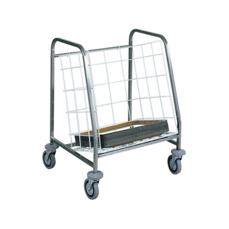 Carrello inox PORTAPIATTI PER TRASPORTO E RITIRO - CESTO PLASTIFICATO V2