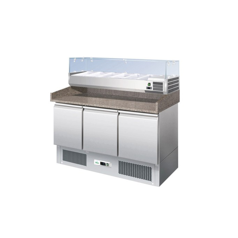 Banco pizza refrigerato statico +2+8°C INOX+GRANITO