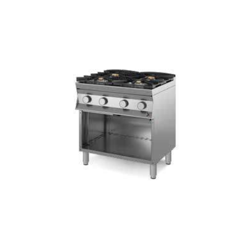 Cucina fiamma libera 4 FUOCHI  A GAS CON BRUCIATORI STAGNI E PIANO CON INVASO