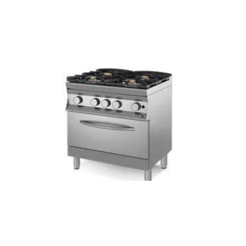 Cucina fiamma libera 4 FUOCHI A GAS CON BRUCIATORI STAGNI E PIANO CON INVASO CON FORNO