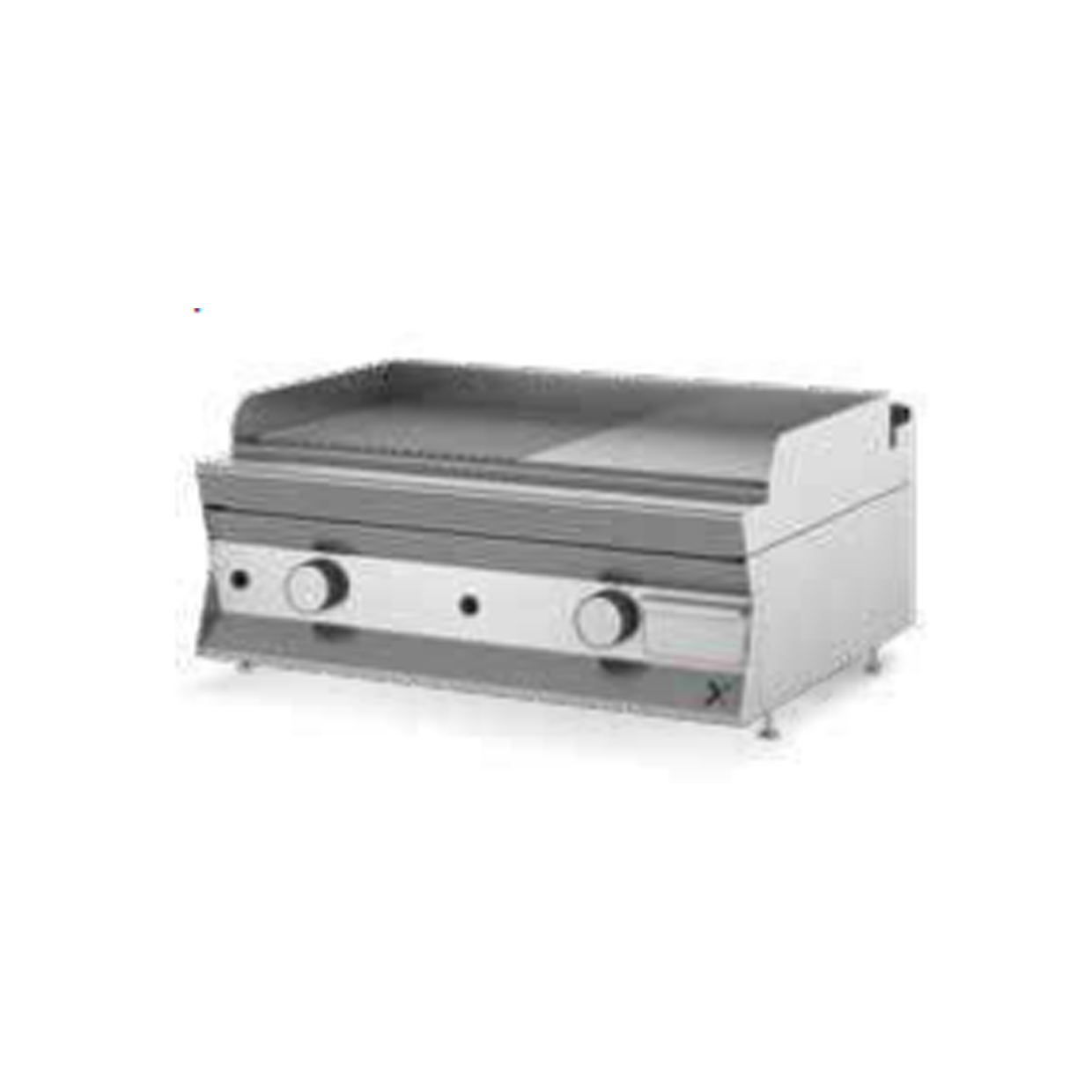 Fry top a gas da banco CON PIASTRA 1/2 LISCIA 1/2 RIGATA CROMATA SATINATA CR40 4.0