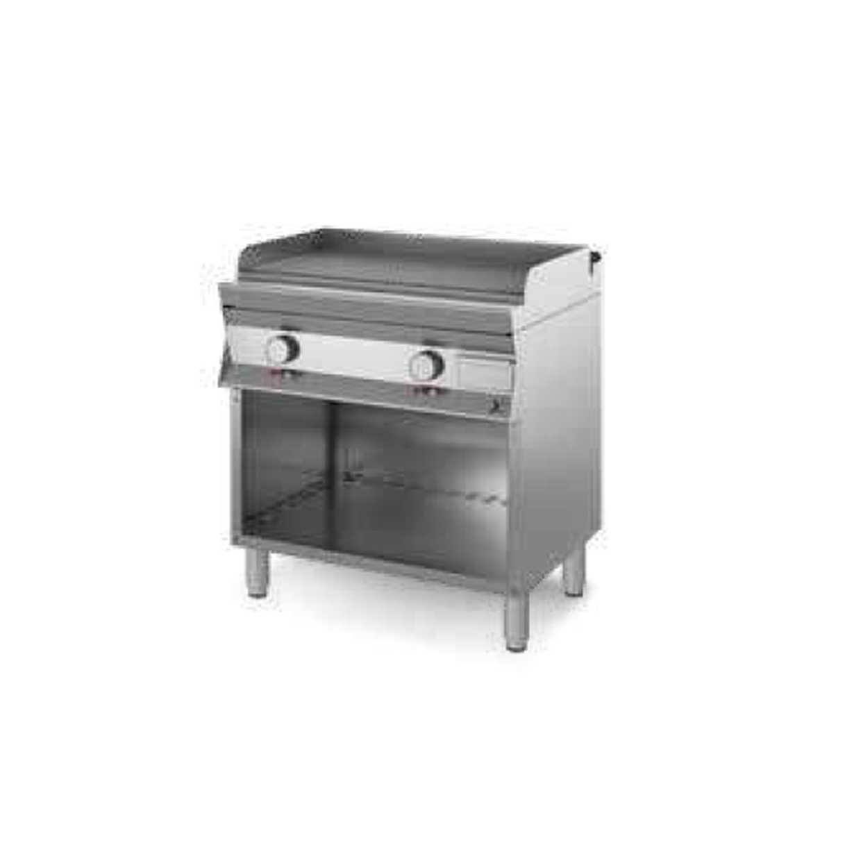 Fry top elettrico SU BASE ARMADIATA A GIORNO PIASTRA RIGATA CROMATA SATINATA CR40 4.0