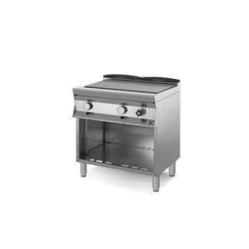 Combi grill + griglia diretta a gas SU BASE ARMADIATA A GIORNO CON VASCA RACCOGLI GRASSI