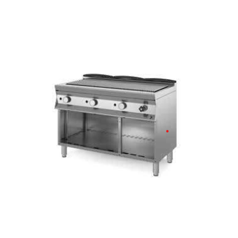 Combi grill + griglia diretta a gas SU BASE ARMADIATA A GIORNO CON VASCA RACCOGLI GRASSI