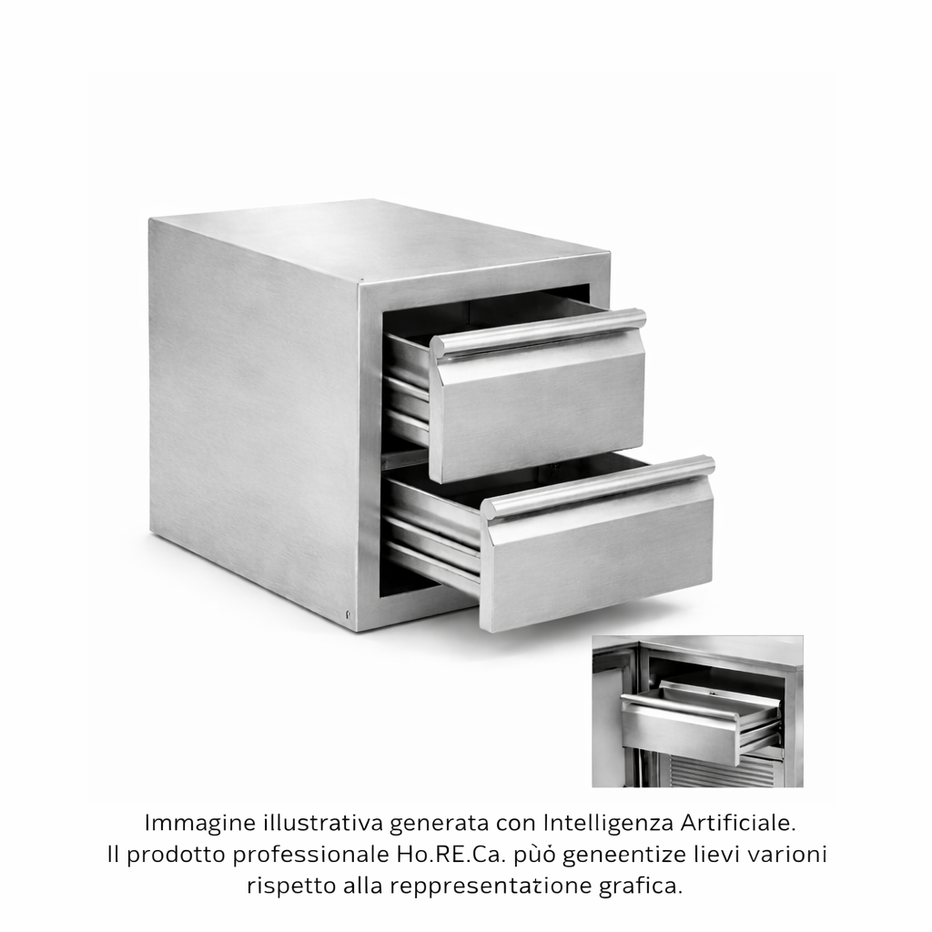 Inserto a due cassetti interni alla porta per basi refrigerate da 600 mm di profondità
