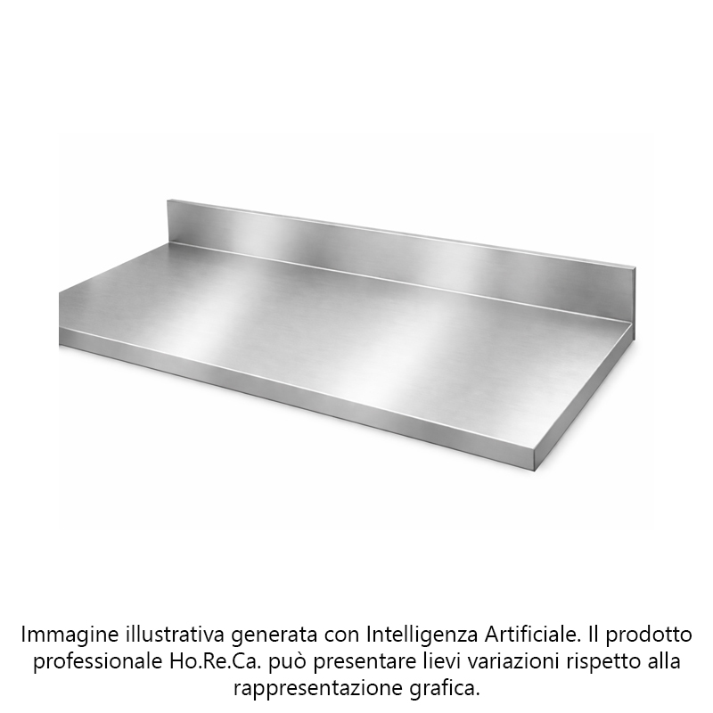 Piano inox unico alzatina a parete prof. 620