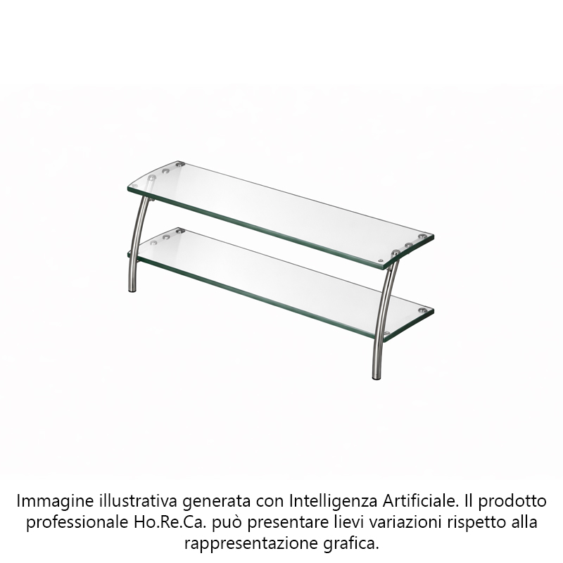 Mensole in cristallo con supporti in tubolare inox
