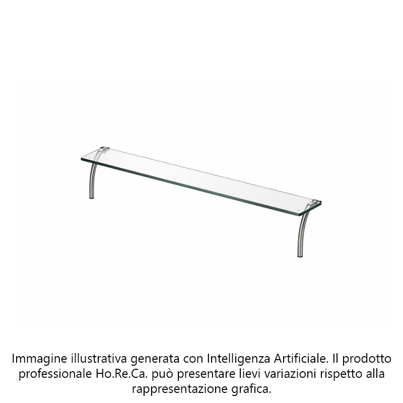 Mensole in cristallo con supporti in tubolare inox