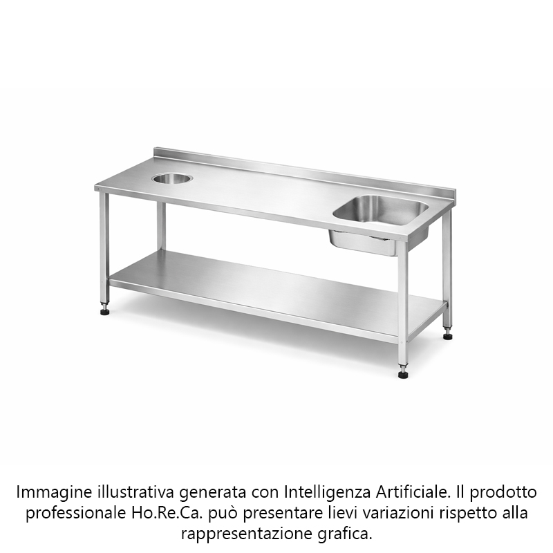 Tavoli ingresso / uscita destro con vasca ripiano inferiore e foro sbarazzo