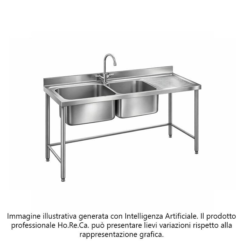 Lavatoio con basamento su gambe in tubo tondo prof. 700