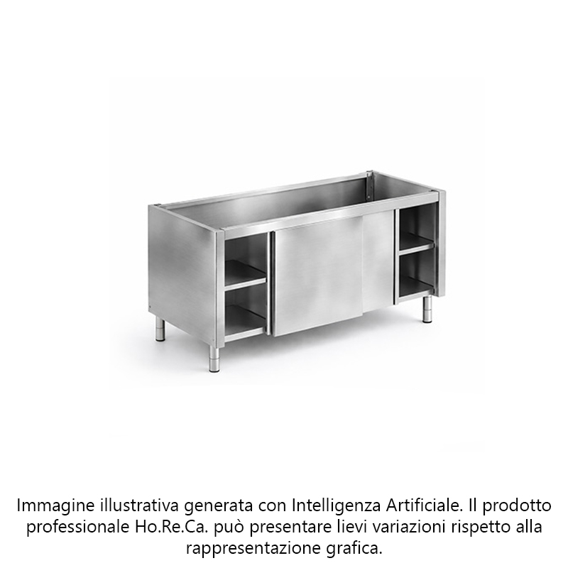 Basamenti pannellati su tre lati con gambe in tubo tondo