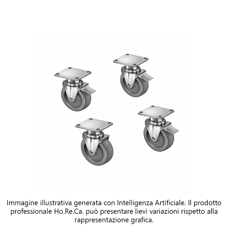 Kit 4 ruote di cui 2 con freno diam. 120mm