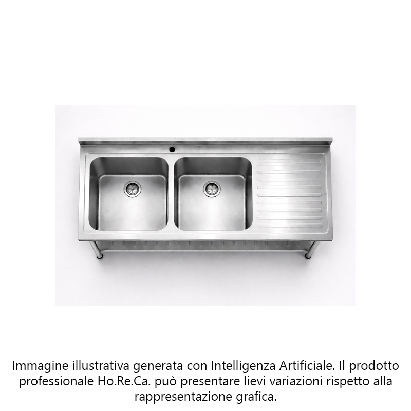 Lavatoio con basamento su gambe in tubo tondo prof. 700