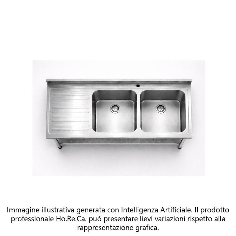Lavatoio con basamento su gambe in tubo tondo prof. 700