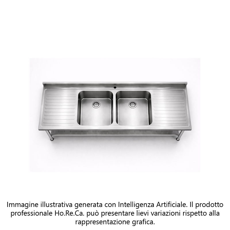 Lavatoio con basamento su gambe in tubo tondo prof. 700