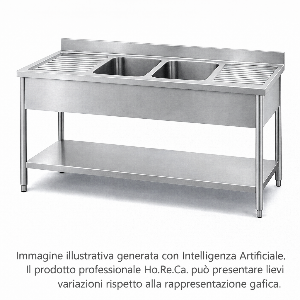 Lavatoio a giorno con ripiano inferiore profonditá 700