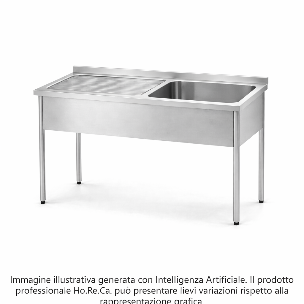 Lavatoio con basamento su gambe in tubo tondo prof. 600